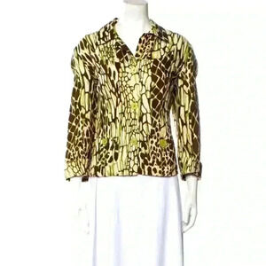 VINTAGE Bob Mackie Linen Studio Jacket in fabulous Print Size 12